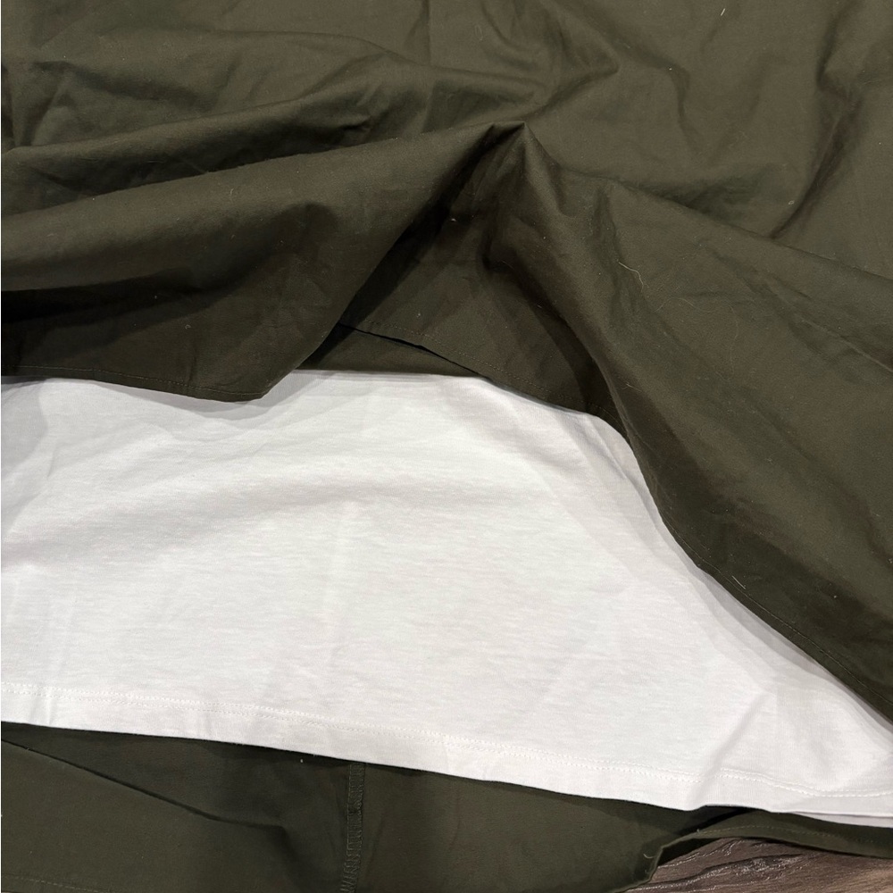 ZARA MATCHING POPLIN DRESS White Green Size L - Picture 6 of 7